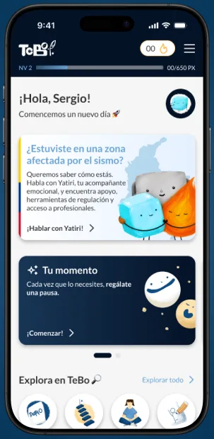 Sección Sismo en TeBo